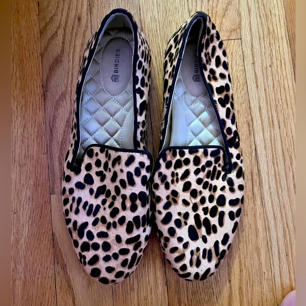 Birdies Starling Flat in Cheetah Calf Hair